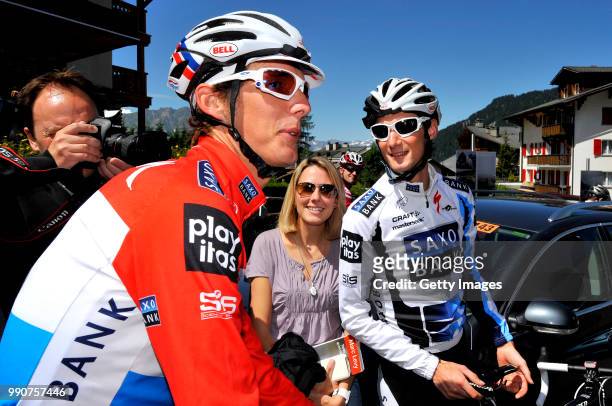 Tour De France 2009, Restdayschleck Andy , Schleck Frank + Martine Girlfriend Copine Vriendin, Team Saxo Bank , Jour De Repos, Rustdag, Sion , / Tdf,...