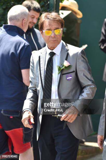 Cliff Richard seen outside Wimbledon AELTC on July 3, 2018 in London, England.