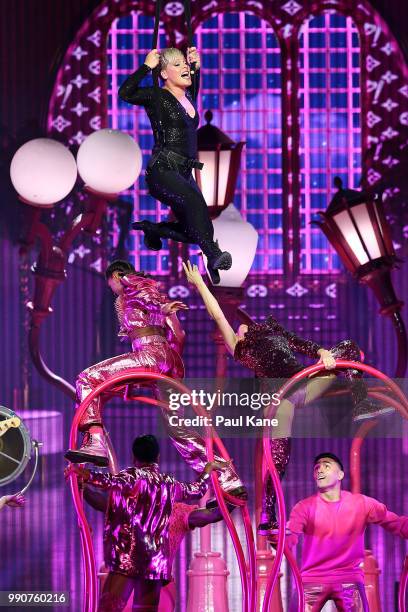 Pink performs on stage at Perth Arena on July 3, 2018 in Perth, Australia.