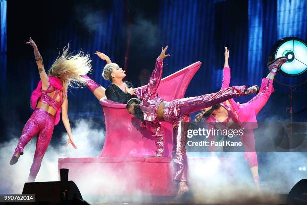 Pink performs on stage at Perth Arena on July 3, 2018 in Perth, Australia.