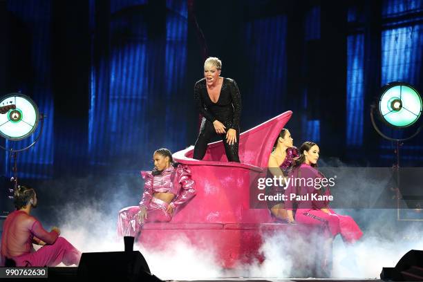 Pink performs on stage at Perth Arena on July 3, 2018 in Perth, Australia.