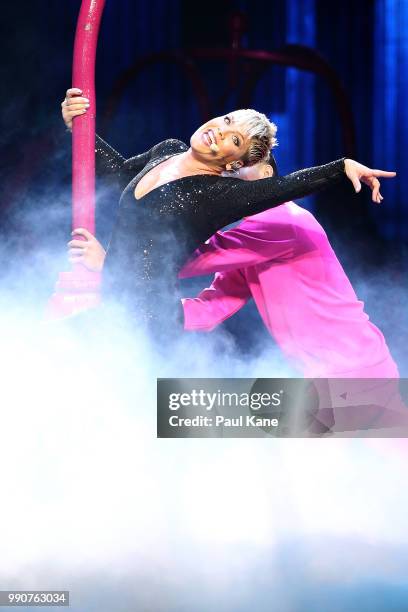 Pink performs on stage at Perth Arena on July 3, 2018 in Perth, Australia.