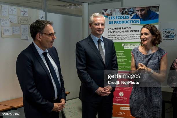 The Minister of Economy Bruno Le Maire visits the school &quot;Eden School&quot; in Villeurbanne near Lyon, France, on July 03, 2018.
