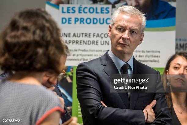 The Minister of Economy Bruno Le Maire visits the school &quot;Eden School&quot; in Villeurbanne near Lyon, France, on July 03, 2018.