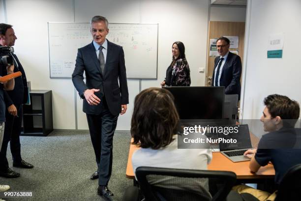 The Minister of Economy Bruno Le Maire visits the school &quot;Eden School&quot; in Villeurbanne near Lyon, France, on July 03, 2018.