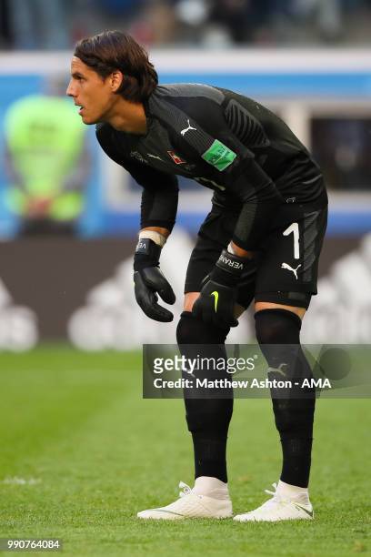 Yann Sommer of Switzerland looks on during the 2018 FIFA World Cup Russia Round of 16 match between Sweden and Switzerland at Saint Petersburg...