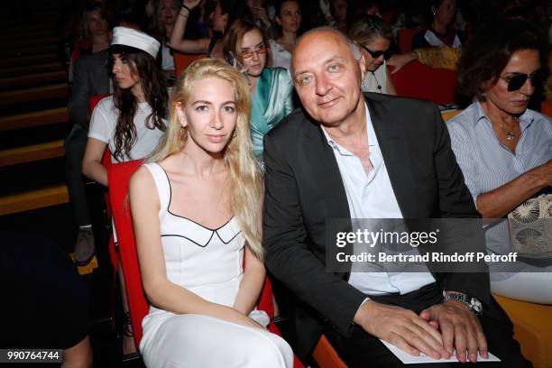 Sabine Getty and Executive Chairman of the Federation of Haute Couture and Fashion, Pascal Morand attend the Stephane Rolland Haute Couture Fall...