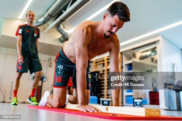 Sandro Wagner of Bayern Muenchen is seen during a performance diagnostic test at FC Bayern training ground on July 3, 2018 in Munich, Germany.