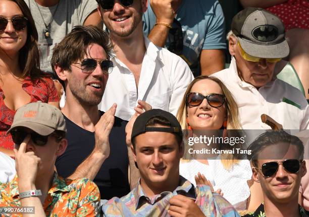 James Cannon and Joanne Froggatt attend day two of the Wimbledon Tennis Championships at the All England Lawn Tennis and Croquet Club on July 3, 2018...