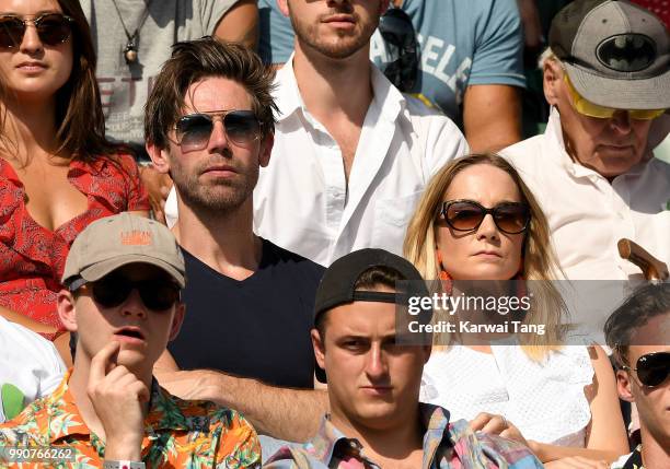 James Cannon and Joanne Froggatt attend day two of the Wimbledon Tennis Championships at the All England Lawn Tennis and Croquet Club on July 3, 2018...