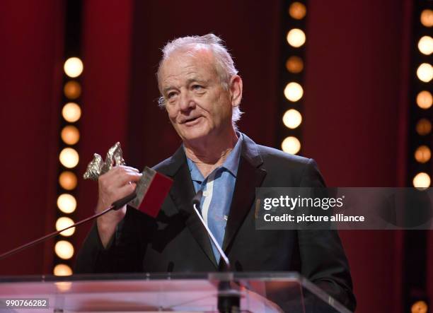 February 2018, Germany, Berlin, Award Ceremony, Berlinale Palace: The Hollywood star Bill Murray receives the Silver Bear for Best Director instead...