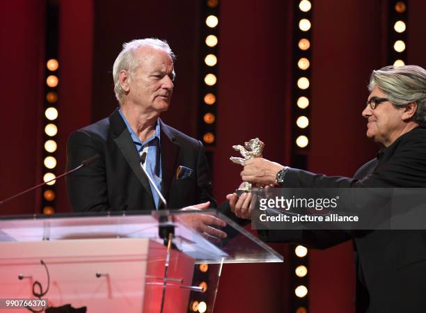 February 2018, Germany, Berlin, Award Ceremony, Berlinale Palace: The Hollywood star Bill Murray receives the Silver Bear for Best Director instead...