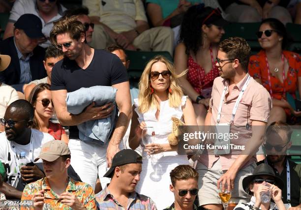 James Cannon and Joanne Froggatt attend day two of the Wimbledon Tennis Championships at the All England Lawn Tennis and Croquet Club on July 3, 2018...