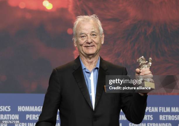 February 2018, Germany, Berlin, Award Ceremony, Berlinale Palace: The Hollywood star Bill Murray receives the Silver Bear for Best Director instead...