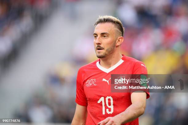 Josip Drmic of Switzerland looks on during the 2018 FIFA World Cup Russia Round of 16 match between Sweden and Switzerland at Saint Petersburg...