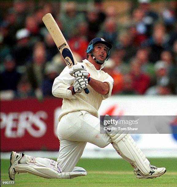 Graham Thorpe of England on his way past his fifty during the Second Npower Test match between England and Pakistan at Old Trafford, Manchester....