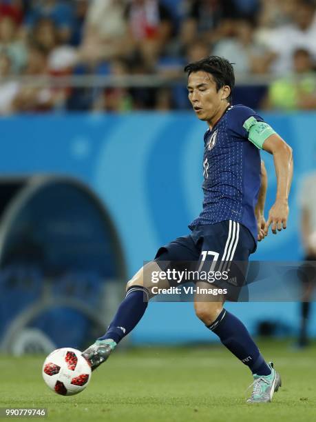 Makoto Hasebe of Japan during the 2018 FIFA World Cup Russia round of 16 match between Belgium and Japan at the Rostov Arena on July 02, 2018 in...