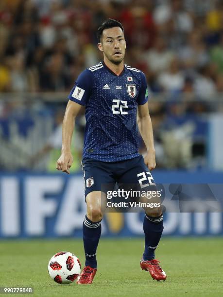 Maya Yoshida of Japan during the 2018 FIFA World Cup Russia round of 16 match between Belgium and Japan at the Rostov Arena on July 02, 2018 in...