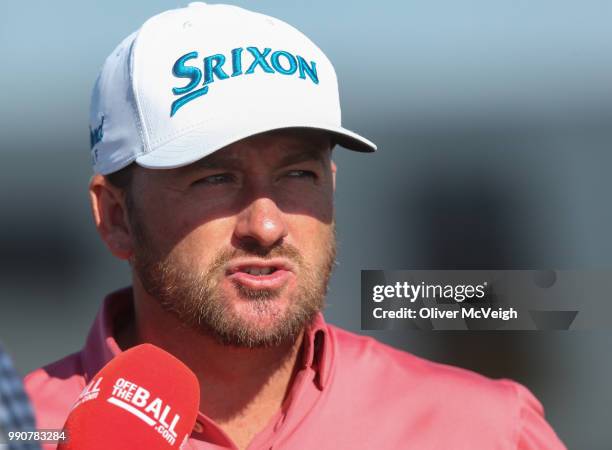 Donegal , Ireland - 3 July 2018; Graeme McDowell of Northern Ireland speaks to the media ahead of the Dubai Duty Free Irish Open Golf Championship at...