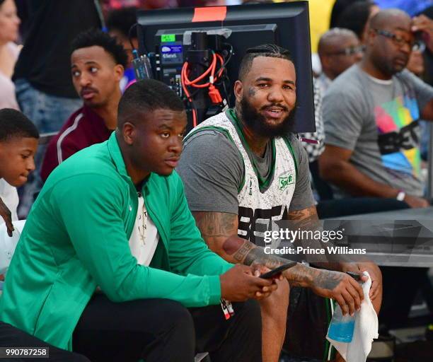 Rapper The Game plays basketball at the Celebrity Basketball Game during the 2018 BET Experience at Los Angeles Convention Center on June 23, 2018 in...