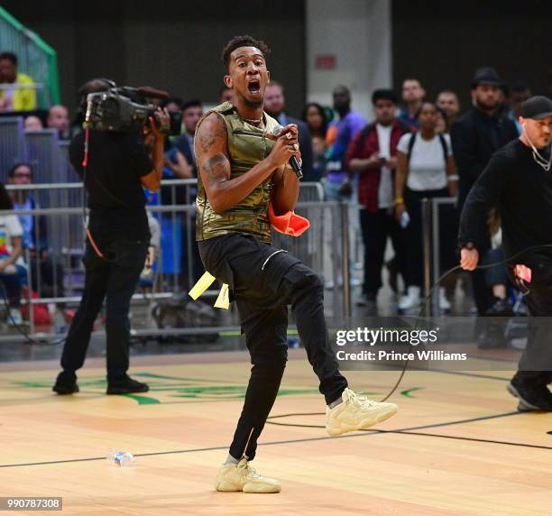 Rapper Desiigner performs at the Celebrity Basketball Game during the 2018 BET Experience at Los Angeles Convention Center on June 23, 2018 in Los...