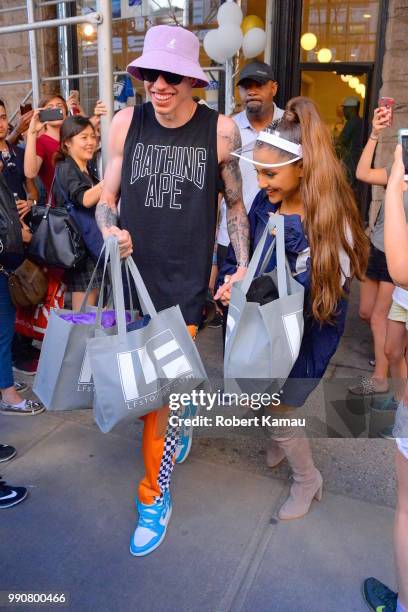 Ariana Grande and Pete Davidson seen out and about in Manhattan on June 29, 2018 in New York City.