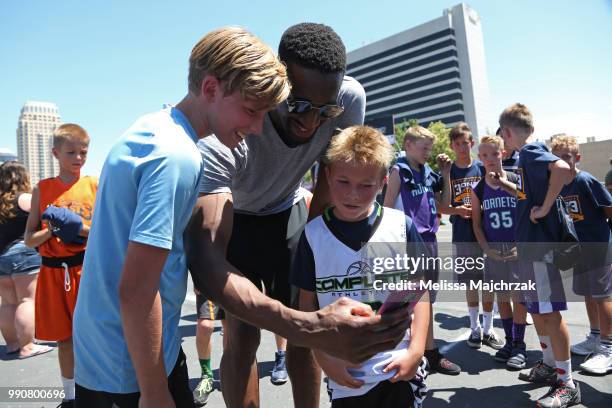 Ekpe Udoh of the Utah Jazz heps host a 3 v 3 Tournament at vivint.SmartHome Arena on July 2, 2018 in Salt Lake City, Utah. NOTE TO USER: User...