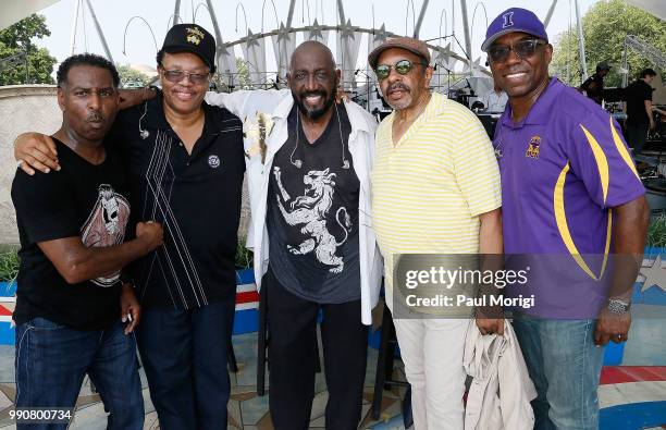 Legendary Motown stars The Temptations pose for a photo at the 2018 A Capitol Fourth rehearsals at U.S. Capitol, West Lawn on July 3, 2018 in...