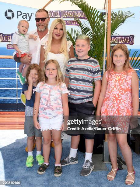 Actors Tori Spelling, Dean McDermott and family attend Columbia Pictures and Sony Pictures Animation's World Premiere of 'Hotel Transylvania 3:...