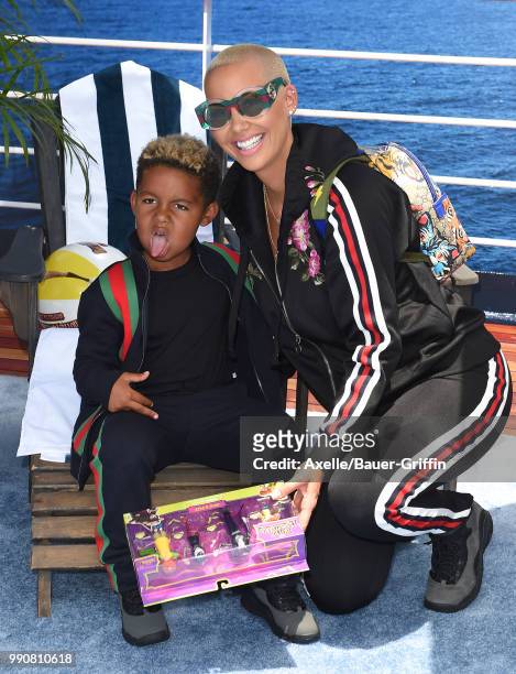 Model Amber Rose and son Sebastian Taylor Thomaz attend Columbia Pictures and Sony Pictures Animation's World Premiere of 'Hotel Transylvania 3:...