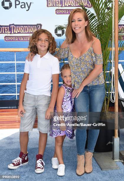 Personality Kendra Wilkinson, son Hank Baskett IV and daughter Alijah Mary Baskett attend Columbia Pictures and Sony Pictures Animation's World...