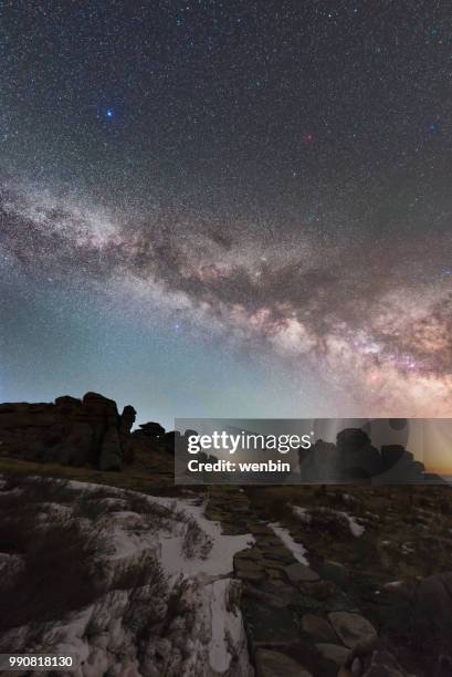 winter milky way in the northern hemisphere - northern hemisphere stock pictures, royalty-free photos & images