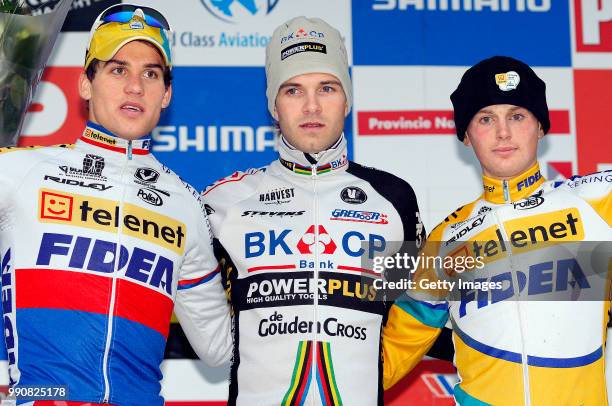 World Cup Hoogerheide /Podium, Zdenek Stybar , Niels Albert , Kevin Pauwels , Celebration Joie Vreugde /Coupe Du Monde, Wereldbeker, Wc Cm Wb, Tim De...