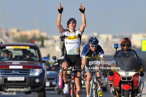 9Th Tour Of Qatar, Stage 2Arrival, Geert Steurs Celebartion Joie Vreugde, Wouter Mol / Camel Race Track - Qatar Foundation / Rit Etape, Ronde, Tim De...