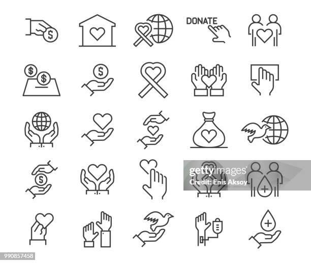 charity, donation and donor icons - financial inclusion stock illustrations