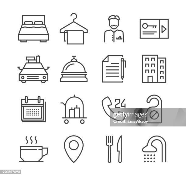 hotel icons - guest room stock illustrations