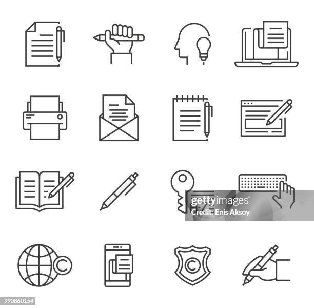 copywriting icons - writing activity stock illustrations