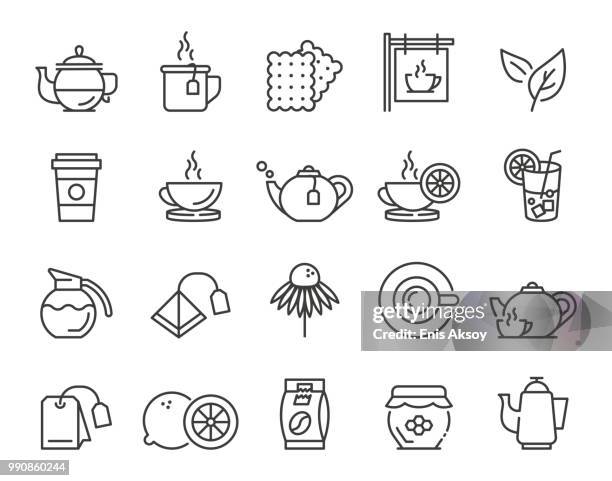 tea icons - tea cup stock illustrations