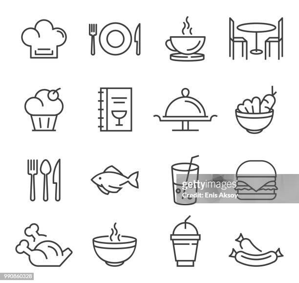 illustrations, cliparts, dessins animés et icônes de icônes de restaurant - table nourriture