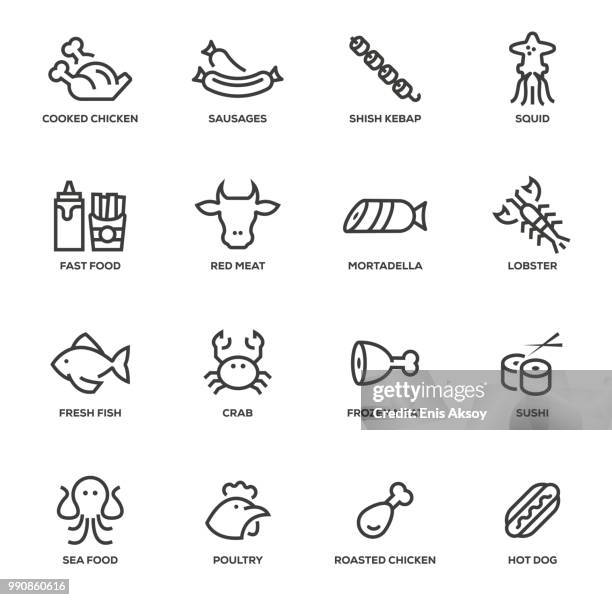 stockillustraties, clipart, cartoons en iconen met vlees pictogrammen - fillet