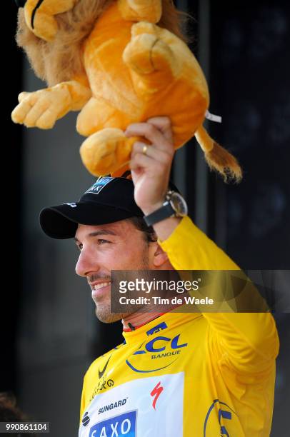 97Th Tour De France 2010, Stage 6Podium, Cancellara Fabian Yellow Jersey, Celebration Joie Vreugde, Montargis - Gueugnon / Ronde Van Frankrijk, Tdf,...