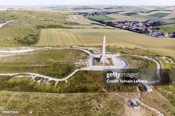 01st, 2018 : Aerial view of the WWI Dover Patrol Memorial at Cap Blanc Nez, Pas-de-Calais, France.