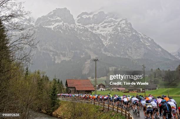 65Th Tour De Romandie 2011, Stage 1Illustration Illustratie, Peleton Peloton, Col Du Pillon / Mountains Montagnes Bergen, Landscape Paysage...