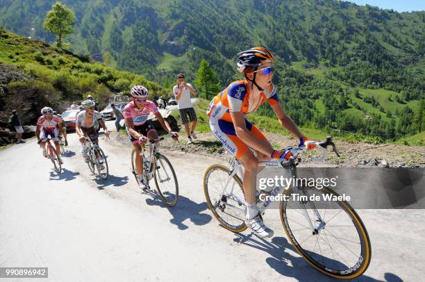 94Th Giro Italia 2011/ Stage 20 Illustration Illustratie, Colle Di Finestre 2178M, Contador Alberto Pink Jersey, Kruijswijk Steven / John Gadret /...