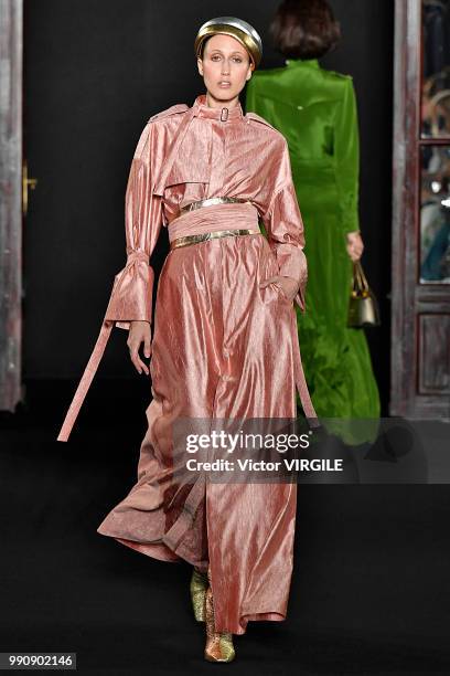 Anna Cleveland walks the runway during the RVDK Ronald Van Der Kemp Haute Couture Fall Winter 2018/2019 fashion show as part of Paris Fashion Week on...