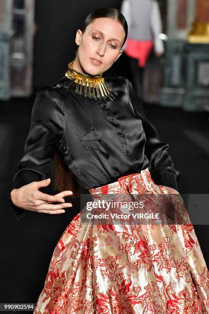 Anna Cleveland walks the runway during the RVDK Ronald Van Der Kemp Haute Couture Fall Winter 2018/2019 fashion show as part of Paris Fashion Week on...