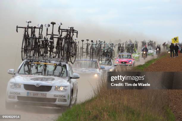 Paris-Roubaix 2012Illustration Illustratie, Dust Poussiere Stof, Team Cars Voiture Auto Skoda, Landscape Paysage Landschap, Compiegne - Roubaix /...