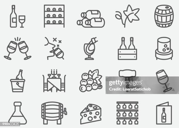 illustrations, cliparts, dessins animés et icônes de ligne vins icônes - cave à vin