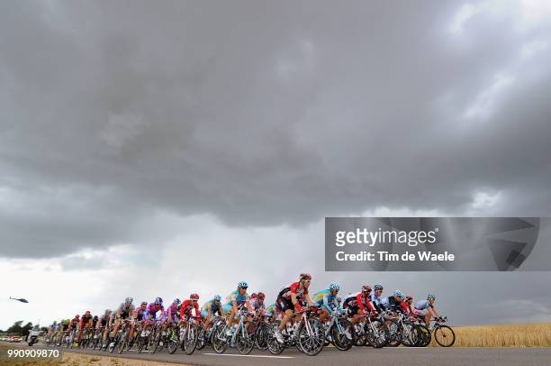 98Th Tour De France 2011, Stage 6Illustration Illustratie, Peleton Peloton, Rain Pluie Regen Sky Clouds Nuagesl Wolken, Landscape Paysage Landschap...