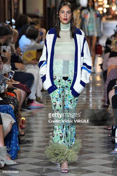 Alexa Chung walks the runway during the finale of the Miu Miu 2019 Cruise Collection Show at Hotel Regina on June 30, 2018 in Paris, France.